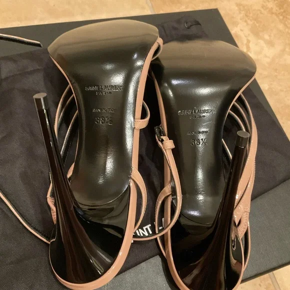 SAINT LAURENT NUDE PARIS STRAPS SANDAL SIZE 38.5 NEVER WORN WITH BOX AND DUSTBAG - Picture 4 of 6